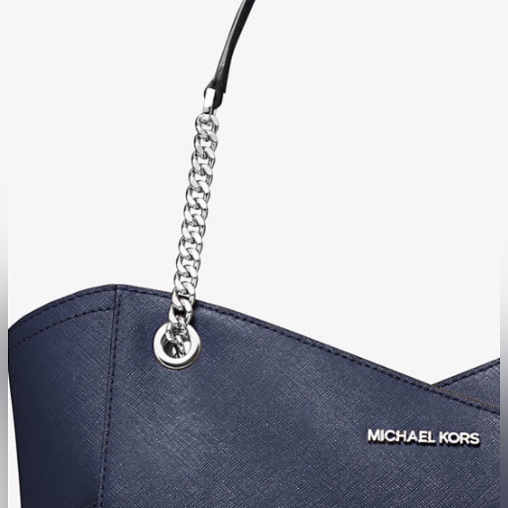 NWT | Michael Kors Jet Set Large Saffiano Leather Tote – Navy - Picture 5 of 8